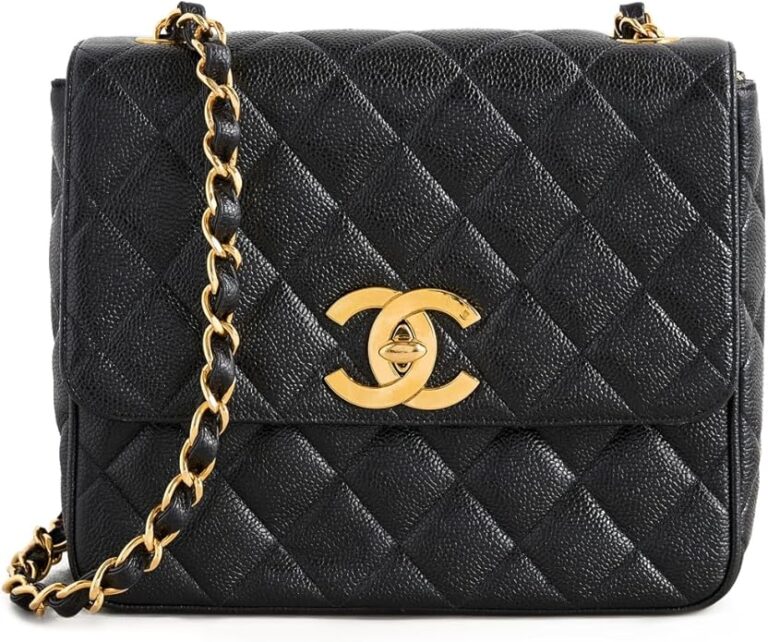 CHANEL Women’s Pre-Loved Black Caviar Big CC Square Large Bag